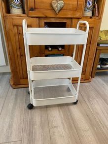 White 3-tier metal storage trolley