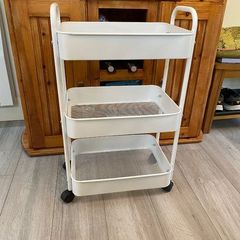 White 3-tier metal storage trolley