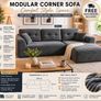 Modular Corner Sofa with Chaise Longue Slate Grey Corduroy No Assembly Required Image 4