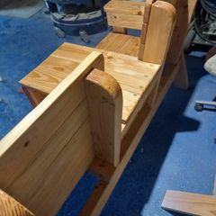 2 seater garden bench with table and storage built