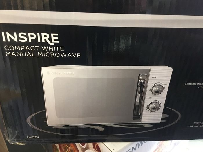 White Kettle Toaster and Microwave Set Russell Hobbs