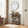 Shoe Rack 4 Tier Shoe Rack Narrow 3 Tier Polyester Fabric Metal Frame Hallway Entrance Industrial Design Vintage Brown/Black Image 2