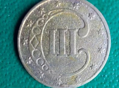 America  1852  3 Cent Silver Coin V.Fine condition