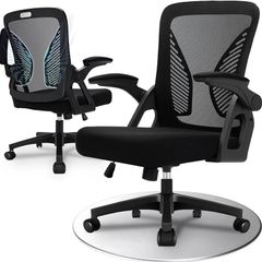 Ergonomic Office Chair, Desk Chair with 90 degree Flip-up Armrests, Lumbar Support & Height Adjustable, Breathable Swivel Computer Chair with Tilt Function, Mid-Back Mesh Chair For Home/Office