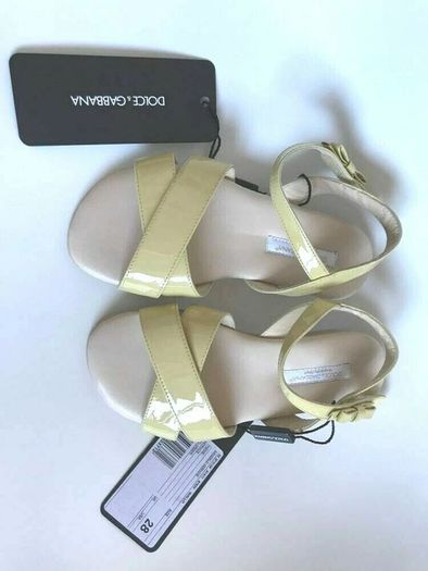 DOLCE & GABBANA Girls Beige Patent Leather Sandals EU 28 UK 10