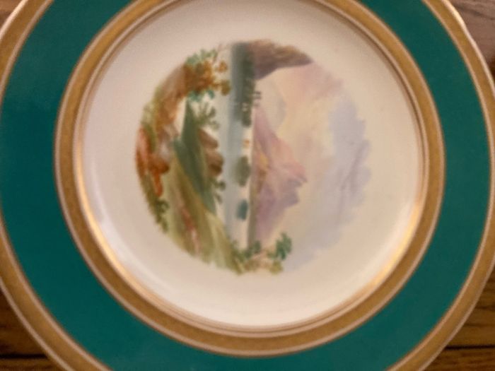 Price drop hand painted  Irish scenes of Ireland vintage  Rare set of Victorian hand painted dessert plates Irish landscape scenes