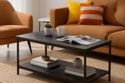 Coffee Table, Rectangular, with Bottom Shelf, Living Room, Center Table, Modern Style, Black, 50.5 x 80 x 42 cm