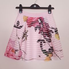 Ted Baker Pink Floral Print Lace Fit & Flare Mini Skirt 6UK/34EU