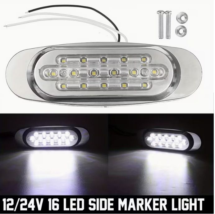 6pcs LED Side Marker Lights for Trucks & Trailers - 16 LEDs, Dual Mode (Steady On + Flash),