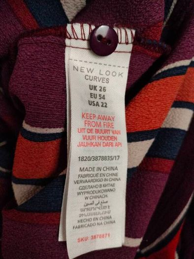 Ladies Multicoloured New look CURVES shirt like dress, wear with belt or without. like new