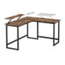 L-shaped computer desk Office Desk  with movable monitor top, corner desk, office, study, gaming, space-saving, easy mounting, metal, vintage brown-black Image 4
