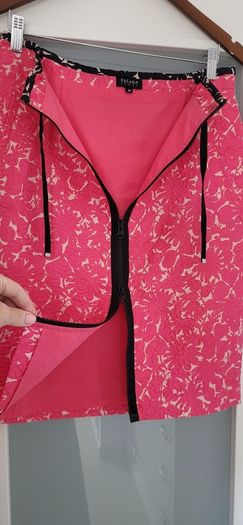 ESCADA SPORT fuschia silk mix 2-way full zip skirt Sz 36 (Fit 10UK) - Rrp 345 (New)