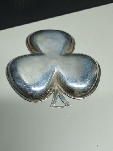 Vintage Irish sterling silver shamrock / clover trinket dish, fully hallmarked Dublin.