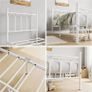Single Metal Bed Frame 90 x x190 cm with Headboard and Footboard Heavy Duty Foundation,Metal Slat Support, White Image 4