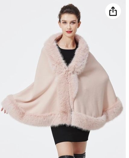 New Fake Fur Knitted Cape
