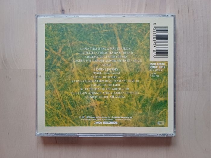 Out of Africa Movie CD Soundtrack 1985, Music by John Barry