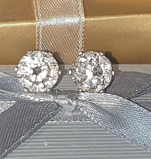 Vintage Hallmarked Silver White Sapphire Earrings