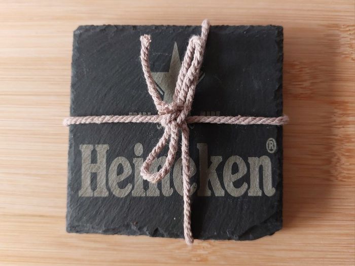 Heineken Engraved Slate Coaster Set (2pk)
