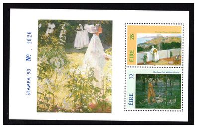 1985 Ireland Stampa Public Souvenir Overprinted Impressionists Paintings Commemorative Stamps Booklet Pane (HP57)  in Blue Mint Never Hinged (MNH)
