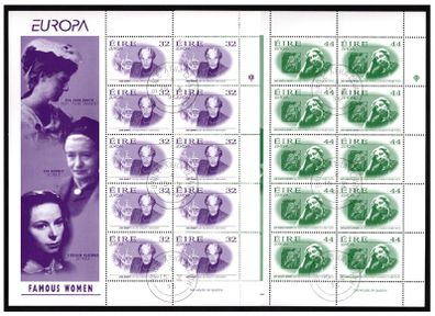 1996 Ireland Europa (Famous Woman) Stamp Sheetlet CDS used With fine Baile Atha Cliath (Dublin) Steel cancel of 15/10/1996