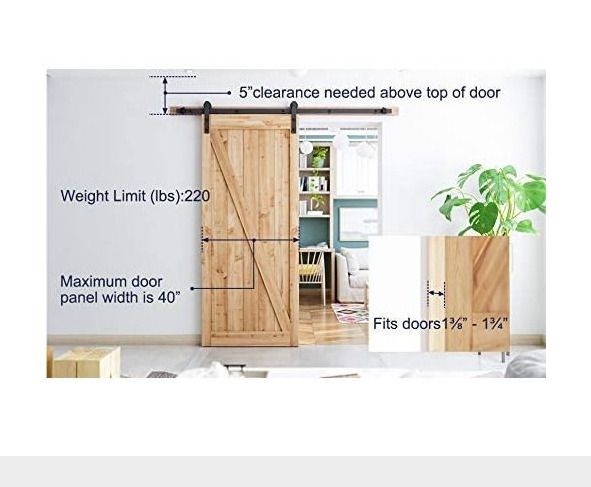 2 set of 6.6FT Sliding Rail Barn Door Hardware Kit, 200cm