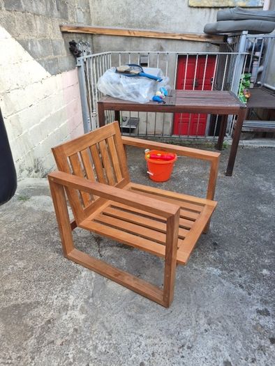 outdoor wooden armchair
