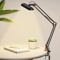 LED Desk Lamp Clamp - Swing Arm Desk Lamps for Study - Eye-Caring LED Desk Light - 3 Light Modes x 10 Brightness Levels - 12W - Rose Gold Black (FREE POSTAGE)