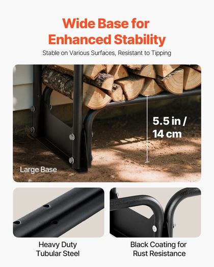 2.4m Firewood Rack with Waterproof Cover