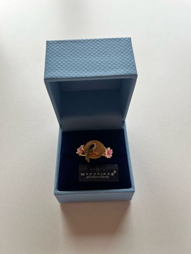 Newbridge Silverware Gold Plated Bird with Pink Flowers Ring