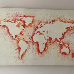 World map art print on canvas (90cm x 60cm)