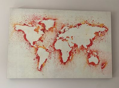 World map art print on canvas (90cm x 60cm)