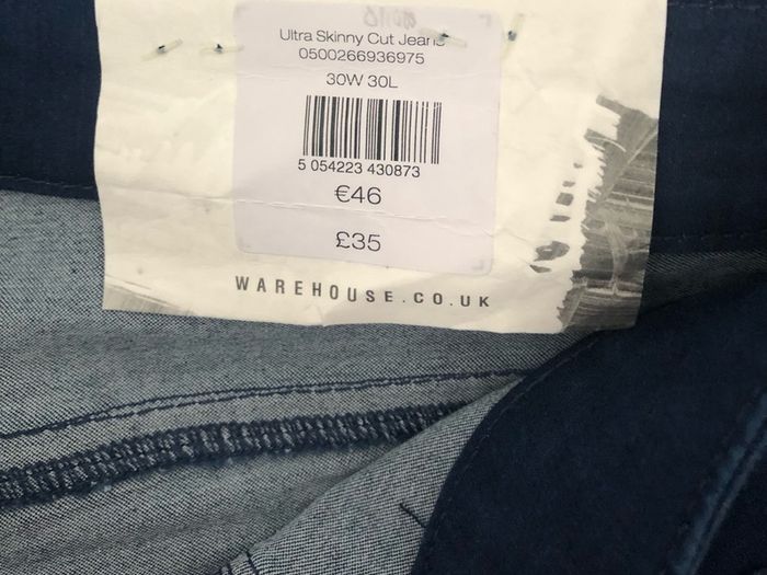 Warehouse ultra skinny cut jeans