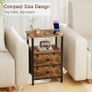Bedside Table Set of 2, Side Table with 2 Fabric Drawers, Bedroom Bedside Cabinet with Open Storage Shelf, End Table, Nightstand for Living Room, Small Spaces, Rustic Brown Image 3