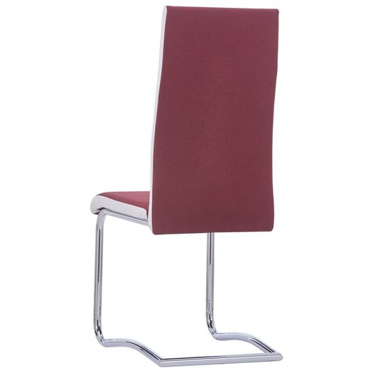 Cantilever Dining Chairs 6 pcs Wine Red Fabric