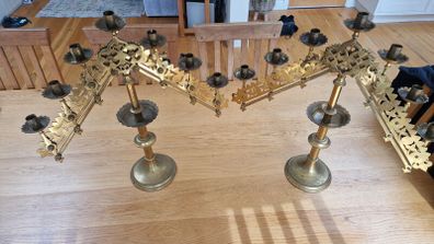 Brass Church Candelabras Pair