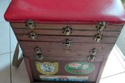 Vintage fishing box with some accessories inside