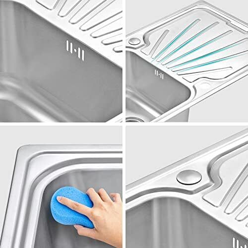 Kitchen Sink Stainless Steel Large Bowl Welding Style Inset Reversible Drainer & Strainer Waste Pipes Clips 1000 X 500 mm