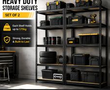 Storage Shelves Set of 2  Heavy Duty Garage Shelving 200 x 100 x 50cm