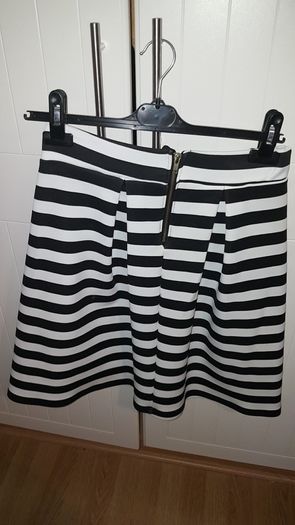 stripy knee length skirt