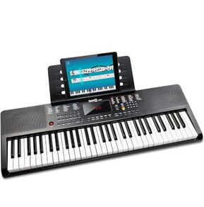 61-Key Compact Keyboard with Sheet Music Stand, Power Supply, Piano Note Stickers and Simply Piano Lessons