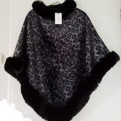 Leopard Fur Poncho - Small - NEW