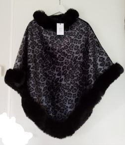 Leopard Fur Poncho - Small - NEW