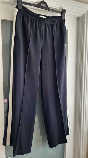 M&S black trousers with white side stripe and pockets Sz 10 (Short) - Bnwot - Rrp 34 (New)