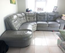 grey leather couch
