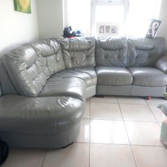 grey leather couch