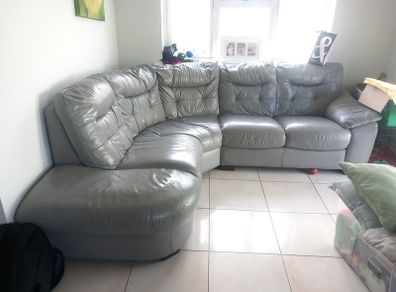 grey leather couch
