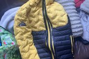 Superdry Everest Short Hooded Puffer Jacket, Mustard/Navy