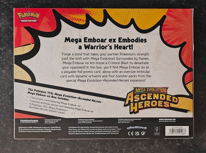 FREE Tracked Shipping. Pokemon Ascended Heroes Mega Embor ex box