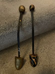 Antique wooden and sprung-steel shoe shapers