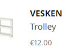 (Brand New) IKEA Shelves/Trolley, white, 54x18x71 cm